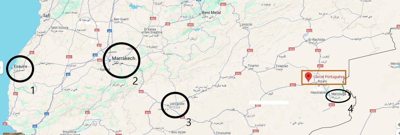 Mapa del recorrido de la caravanas de camino a la Costa Atlántica